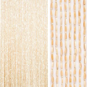 EZCASCH Bamboo Beaded Curtain 52 Strand, Beige