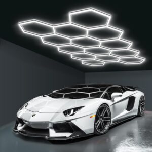 LED Hexagon Garage Lights, 456W, Super Bright 6500K