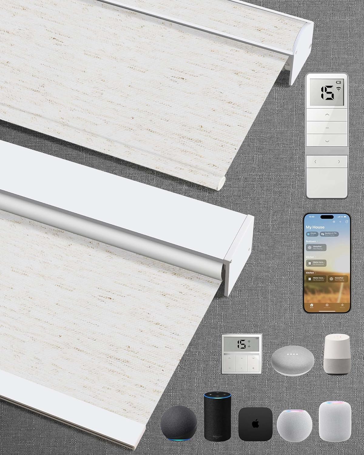 Kincmo Smart Blackout Motorized Blinds - Linen White