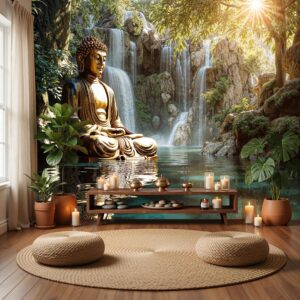 Deep Green Buddha Wall Mural 108"x75" - DLERFLOVR
