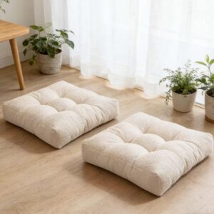Kinstasey Floor Pillows Set of 2, Beige 18x18in