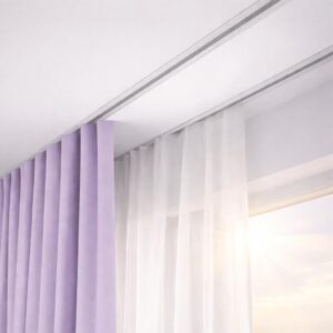5-14ft White Hidden Ceiling Curtain Track, Silent Aluminum Rail