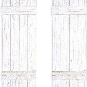 Ilyapa Weathered White Barn Shutters - Farmhouse Wall Decor