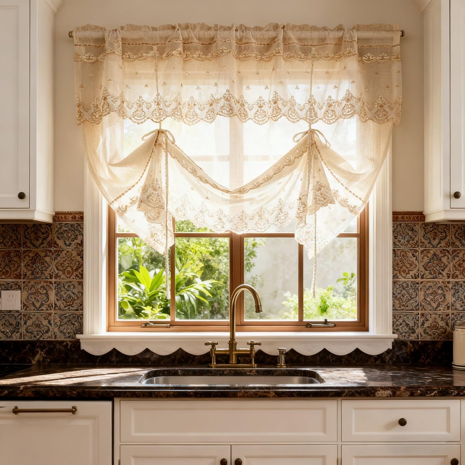 Floral Tie-Up Balloon Curtain Valance 59" x 39"