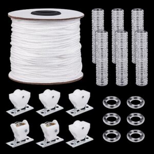 PH PandaHall 100pcs Clear Roman Curtain Rings & Cord Set
