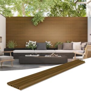 3D WPC Wood Wall Panels, Waterproof Outdoor Siding, Brown (5-Pack)