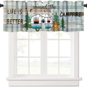 Happy Camper RV Window Valance Curtains 54x18in