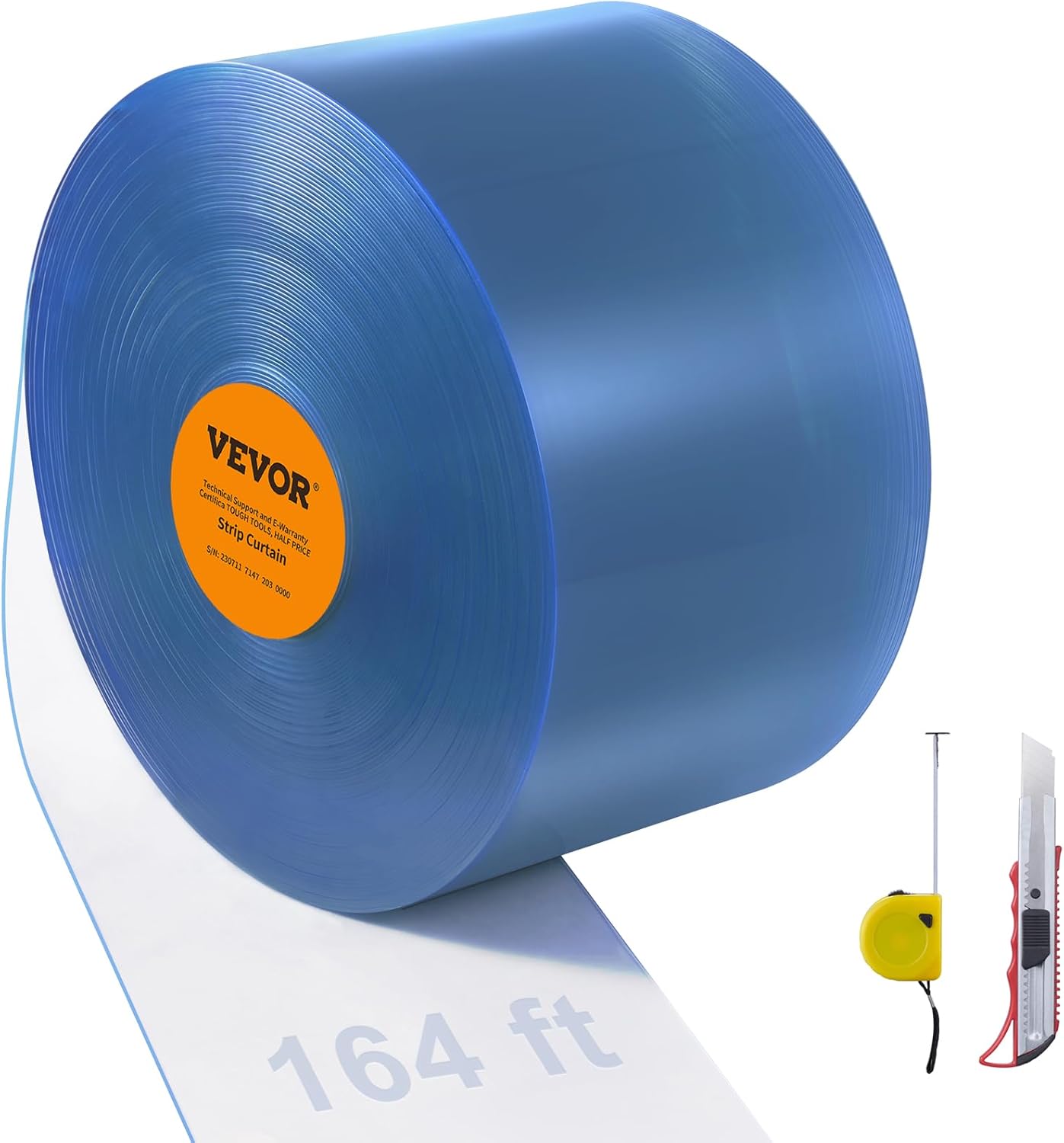 VEVOR Clear PVC Strip Curtain, 164' x 8" x 0.08"