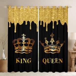 Feelyou Gold Crown King & Queen Blackout Curtains 2 Panels, 52 x 84"