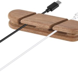 Walnut Cable Holder & Cord Organizer - Adhesive Clip