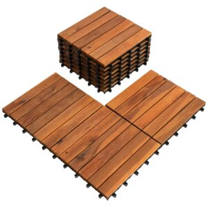 Bliss Acacia Wood Deck Tiles – 10-Pack, Patio Flooring