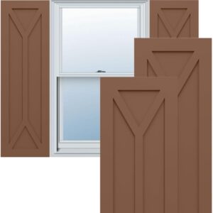 12"W x 29"H PVC San Carlos Shutters - Burnt Toffee