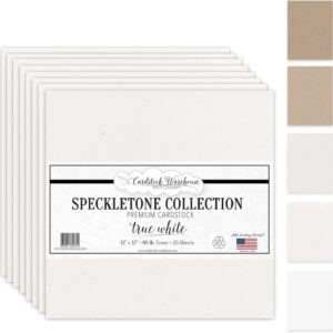 Speckletone True White Cardstock - 25 Sheets (12x12", 80 lb)