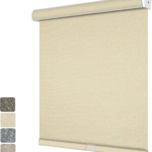Beige Linen Light Filtering Roller Shades - Cordless & Thermal
