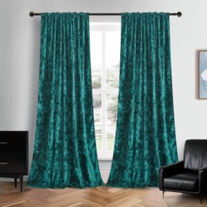 Kelly Green Velvet Curtains, 52" x 96", Thermal Insulated