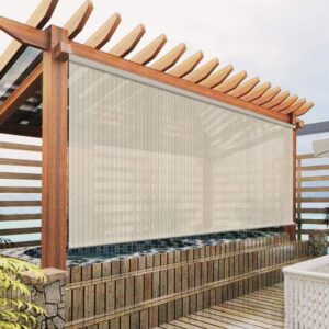 SUAKY Cordless Outdoor Roller Shades – Waterproof Mesh Blinds