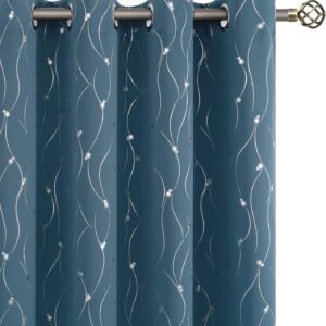 BGment Steel Blue Blackout Curtains 63" - 2 Panels