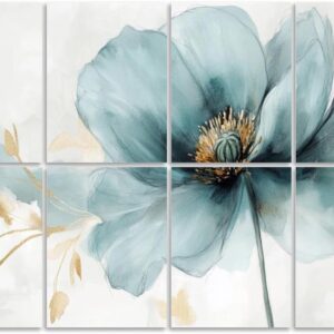 8-Pack Modern Sound Absorbing Art Panels - Blue Floral Design