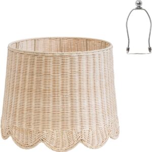 Large Scalloped Rattan Lamp Shade, 13" Top, 16" Bottom