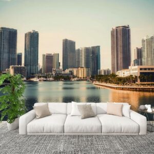 Miami Downtown Skyline Peel & Stick Wallpaper 100x144"