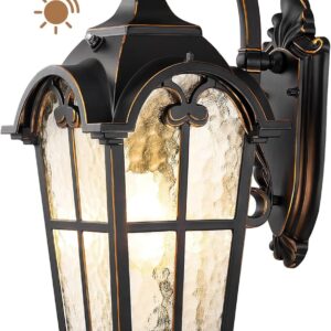 EDISHINE Dusk to Dawn Outdoor Wall Light, 20.4" Black Lantern