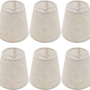 6-Piece Natural Linen Chandelier Shades, ZUDKSUY