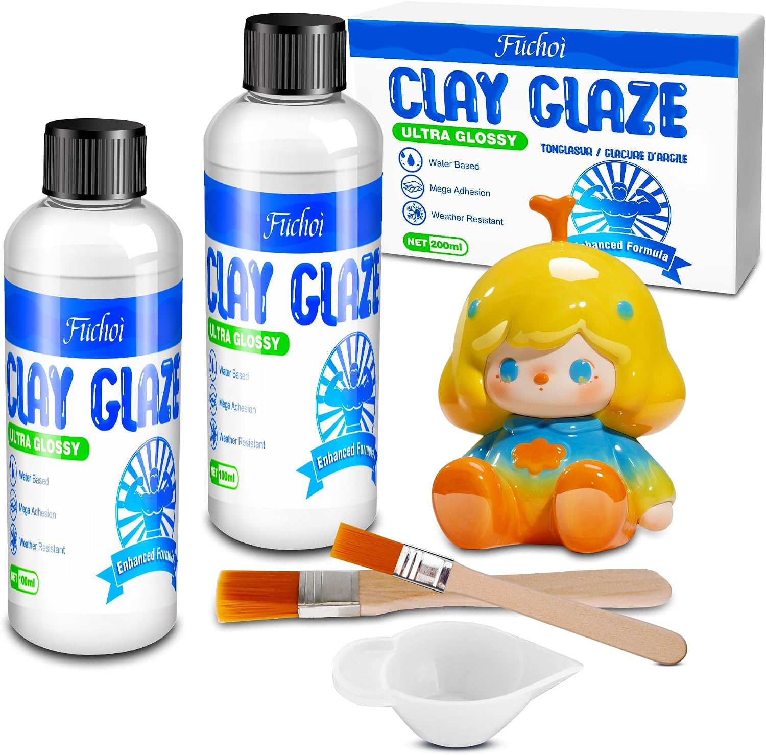 Fuchoi Air Dry Clay Glaze - 6.8oz High Gloss Sealant