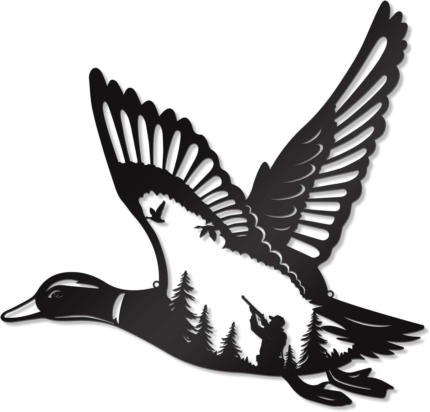 Zzbakress Mallard Duck Hunting Wall Art, Black Metal Decor