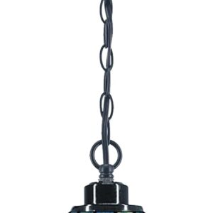 ZJART Tiffany Pendant Light – Sea Blue Pearl Stained Glass, 8"