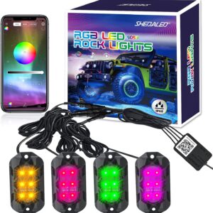 SHEDALED RGB LED Rock Lights Kit - 4 Pods, APP Control