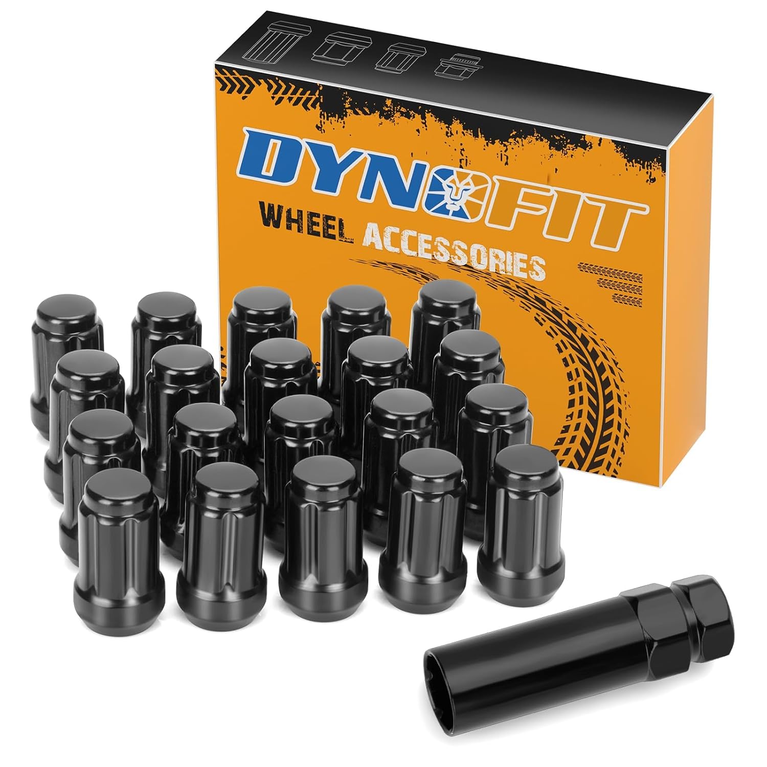 Dynofit 12x1.25mm Lug Nuts Set (20pcs) - Black