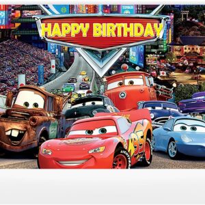 Lightning McQueen Car Backdrop 59x38in - Party Decor