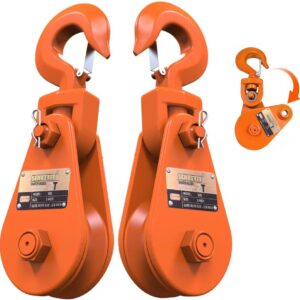 2 Ton Snatch Block Pulley with Hook - 3" Sheave for 3/8" Rope