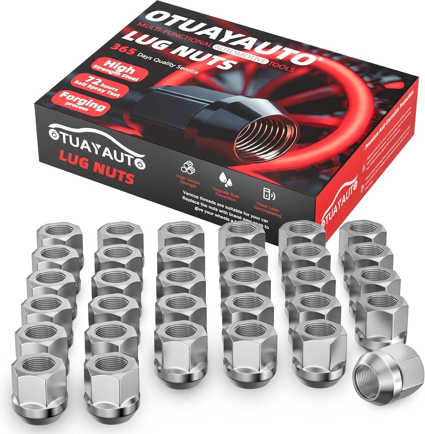 OTUAYAUTO 32PC Lug Nuts 9/16-18 for Dodge Ram F250 F350 Chevy