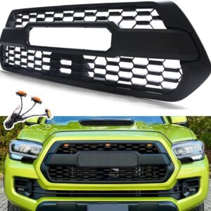 Matte Black Front Grille w/ Amber Lights – Toyota Tacoma 2016-2023