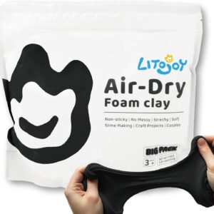 Black Air Dry Foam Clay by LitoJoy - 1.1 lbs/500g
