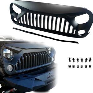 Matte Black Front Bumper Grille for 2007-2018 Jeep Wrangler JK