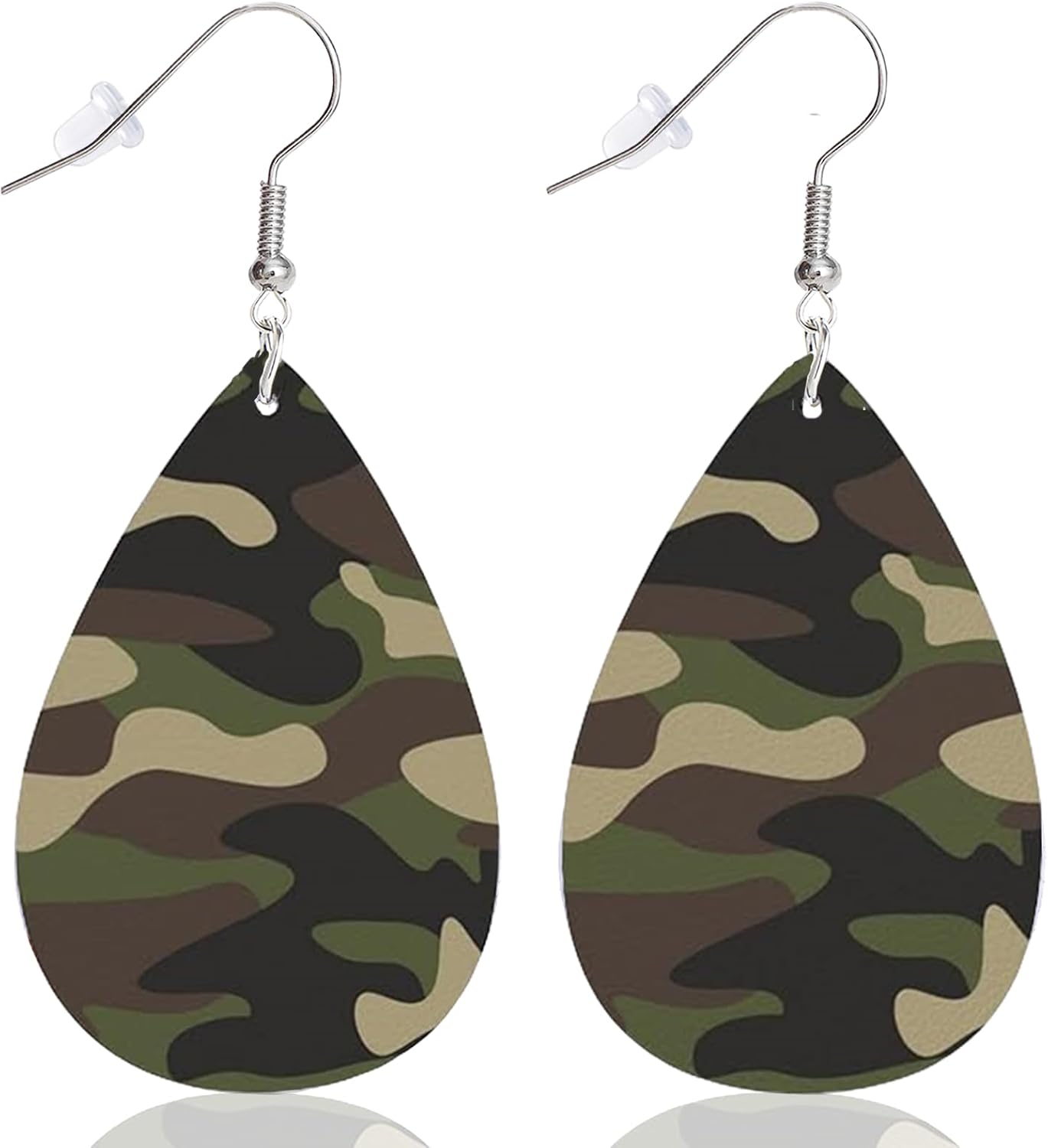Army Green Camo Dangle Earrings – Festive Party Accessories