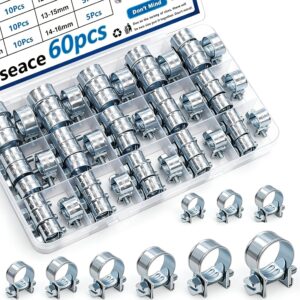smseace 60Pcs Fuel Line Clamps 8-Sizes 7-16mm Zinc Plated