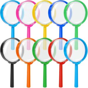 SenseYo 10-Piece Kids Mini Magnifying Glass Set, 5X Lens