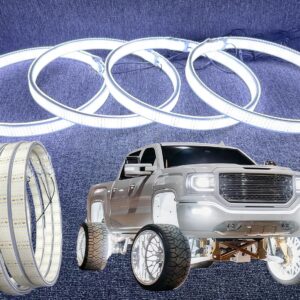 10-Row LED Wheel Rim Lights Set - 4PCS 17.5" Pure White Strobe Lights