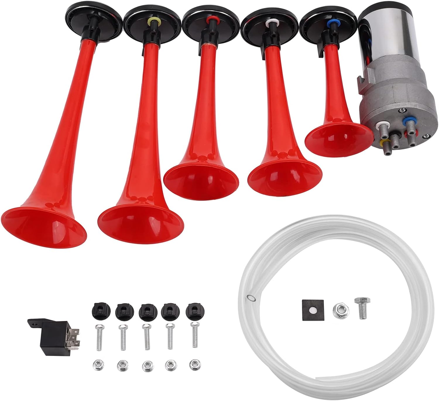 AOLIHAN La Cucaracha Air Horn System - 12V Red Musical Horn Kit