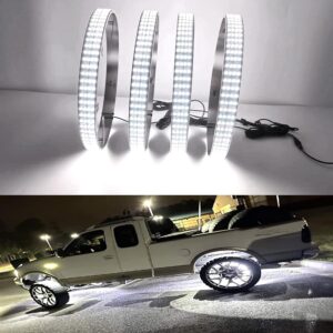 15.5in White Wheel Ring Lights, 12V Quad-Row 1152-LED Truck Rim Lights