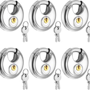 6-Pack Keyed Alike Stainless Steel Disc Padlocks, 2-3/4"