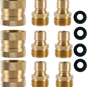 Brass Garden Hose Quick Connect Set (9pcs) - 3/4" GHT