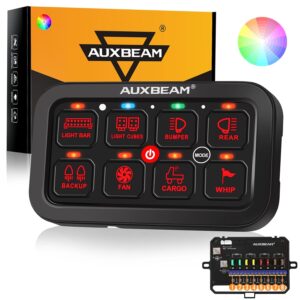 Auxbeam 8-Gang Marine Switch Panel, IP65 Waterproof, 12V-24V