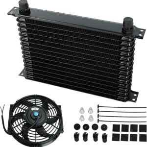 15 Row Transmission Oil Cooler Kit w/ 10in Fan 12V 80W