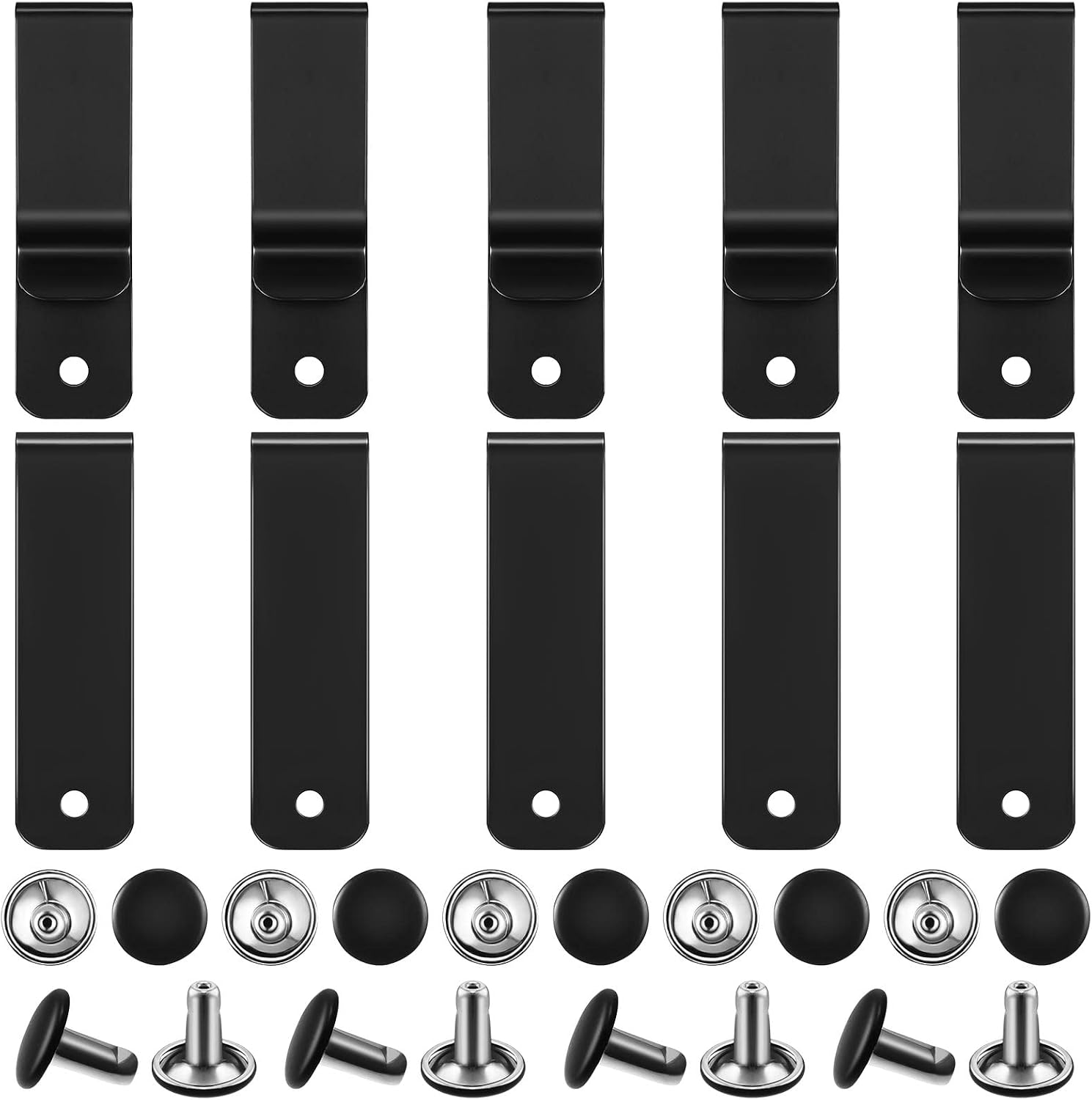 Weewooday 10-PC Metal Belt & Holster Clips - Black