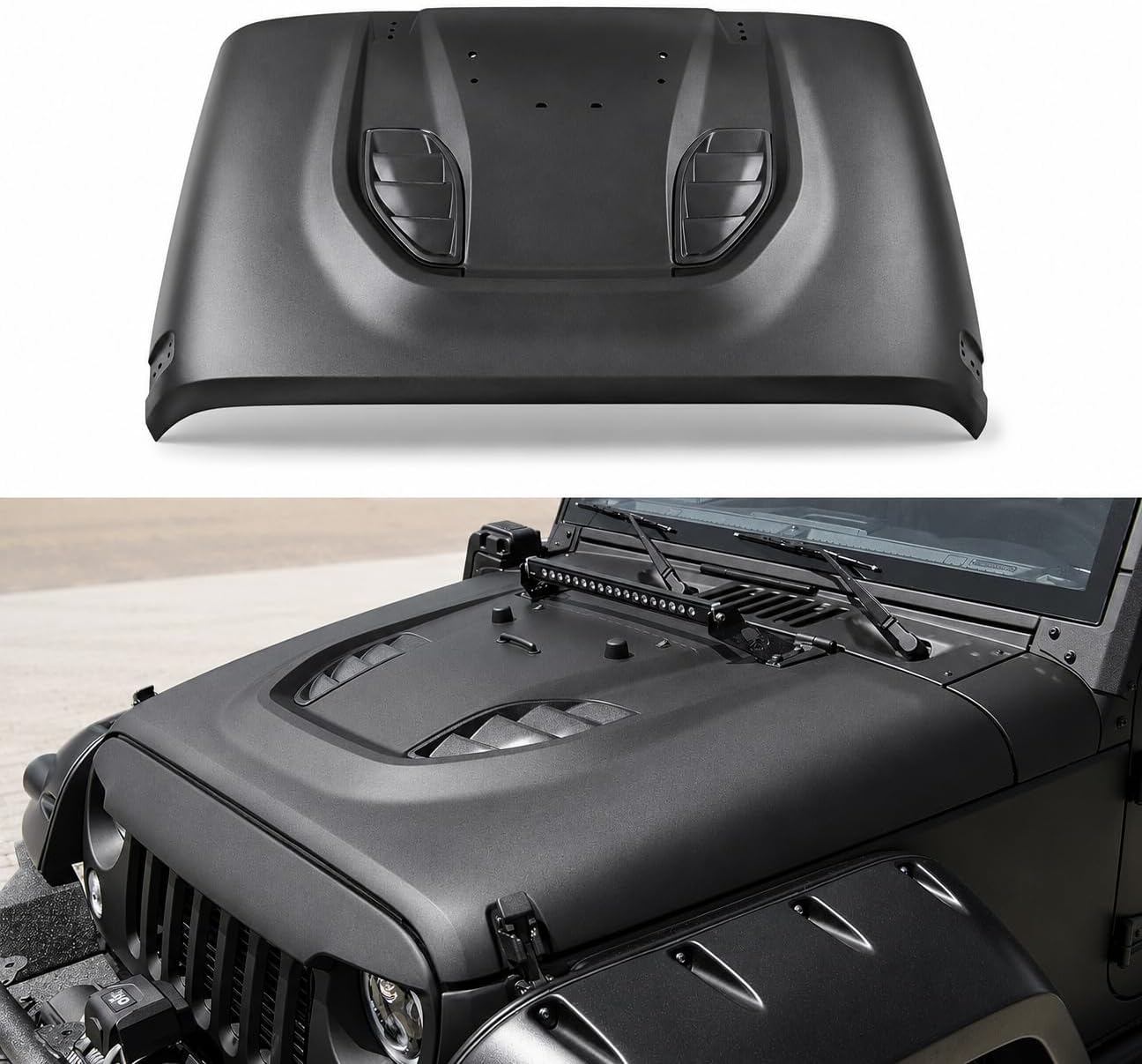 Black Steel Hood for Jeep Wrangler JK 2007-2018 - DXGTOZA