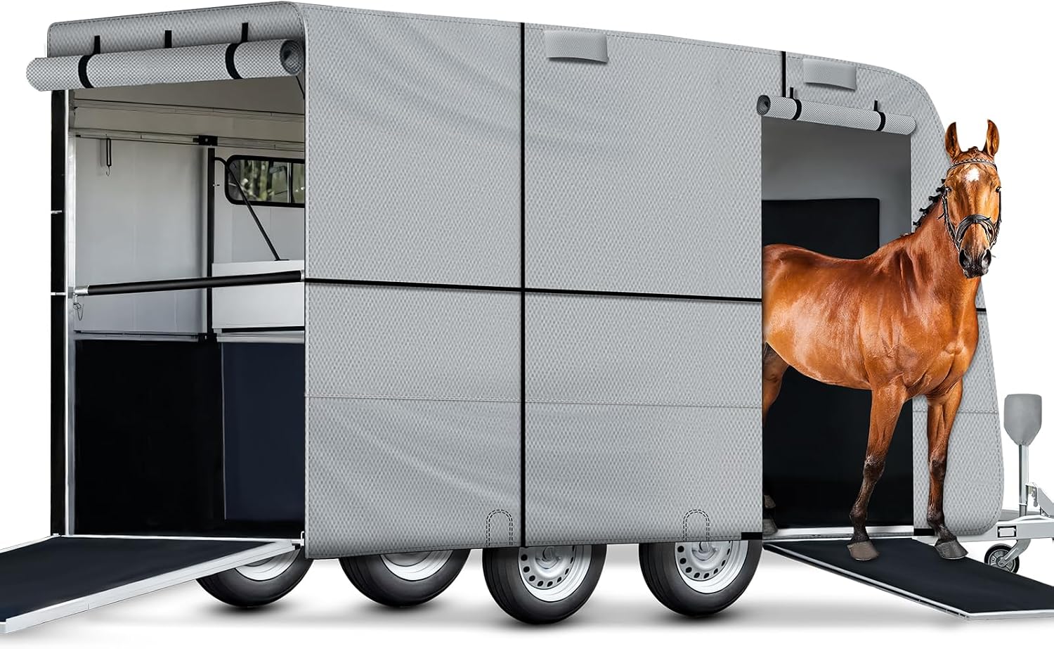 Heavy-Duty Horse Trailer Cover, 16'-18' Grey
